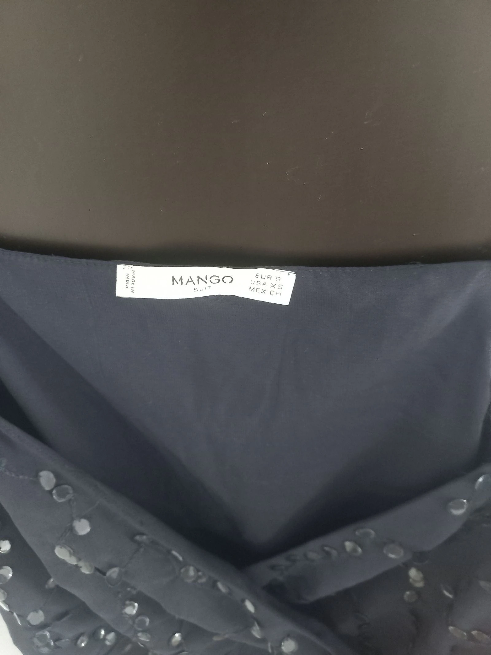 MANGO - top alças azul marinho com lantejoulas – photo 3